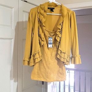 INC Mustard Camisole and cropped sweater XL